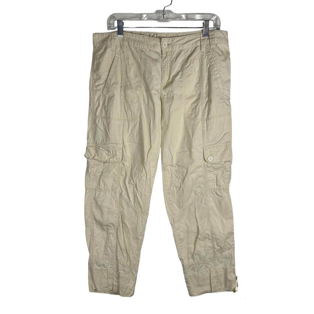 Calvin Klein Jeans Womens Size 12 Beige Cotton Cargo Capri Pants Utility Tan